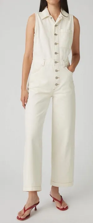 LEVI’S Sleeveless Jumpsuit White Denim M thumbnail 1
