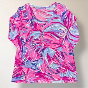 Lilly Pulitzer Sorella Oh My Guava Pink Pima Cotton Long Sleeve Top M‎ thumbnail 6