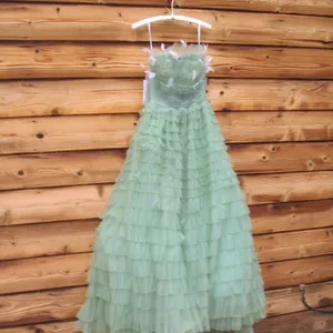 MAC DUGGAL 20530 Green Strapless Ruffle Gown with Feathers thumbnail 8