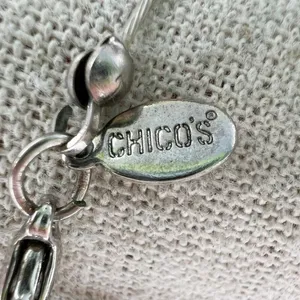 Chico's Silver Tone Wire Rhinestone Bib Necklace thumbnail 7