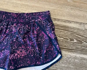 Champion Woman’s Sz L Athletic Shorts Navy Blue w Space Dye Galaxy Print thumbnail 4