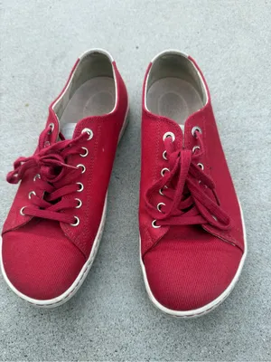 Birkenstock Arran Canvas Lace-Up Sneakers in Red & White Size US 7 thumbnail 4