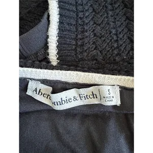 Abercrombie & Fitch Crochet Knit Crop Cami Small Black White Cotton Bra Top thumbnail 4