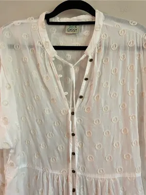 Jaded Gypsy Peace Be With You Embroidered Tunic Top Boho Lagenlook Size S/M thumbnail 6