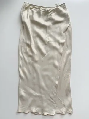 Zara Satin Effect Cream Midi Wrap Skirt size Large thumbnail 10