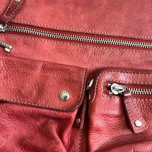 Fossil Red Pebbled Leather Multi Pocket Crossbody Messenger Travel Bag Medium thumbnail 2