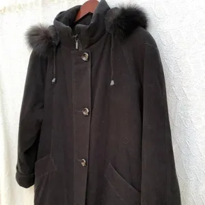 NUAGE Collection Black Coat With Genuine Fox Trim thumbnail 7