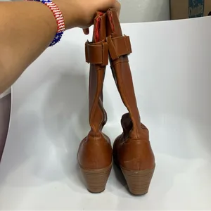 Crocs A-Leigh wedge boots tan casual‎ trendy neutral comfort shoe women size 7.5 thumbnail 7