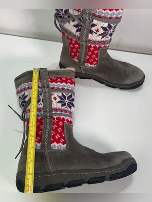Clarks Boots Leather Fair Isle Knit Fur Lining Winter Boots Women's 7.5 M thumbnail 3