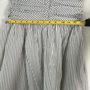 Aryn K Strapless Mini Dress Womens‎ Small Black White Striped Ruched Fit & Flare thumbnail 8