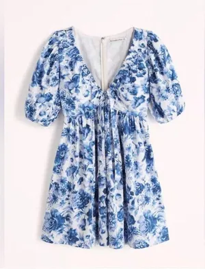 Abercrombie & Fitch Cinch Front Poplin Mini Dress Sz XL thumbnail 2