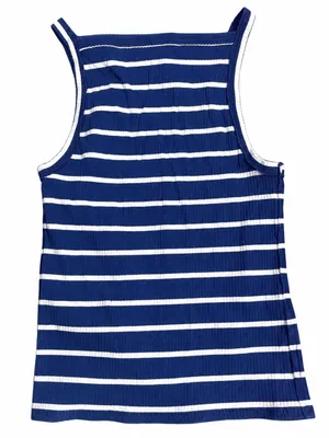 We The Free Free People Navy White Stripe Ribbed Tank Top S/P thumbnail 1
