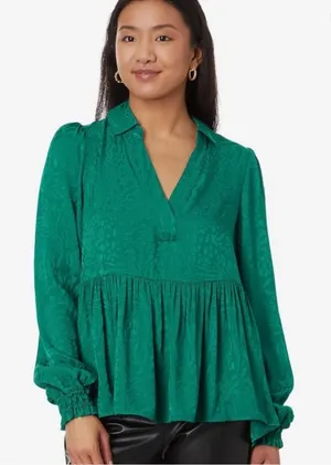 Lilly Pulitzer Animal Pattern‎ Jaylene Long Sleeve Jacquard V-neck Blouse Sz 16 thumbnail 1
