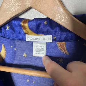 90s Vintage Celestial Sun & Moon Satin Long Sleeve Pant Pajama Set Whimsigoth thumbnail 6