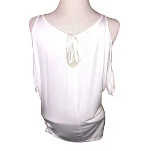 White Shirt Cold Shoulder Lightweight Top New S thumbnail 2