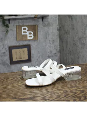 Jones New York Strappy Block Heel Slide Sandal Open Toe JNY-UNIKA White 8M thumbnail 7
