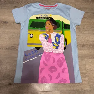 Piccolina‎ Rosa Parks Graphic Tee Light Blue Cotton Trailblazer Shirt Womens XS thumbnail 1