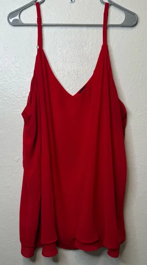 Torrid Sophie Red Spaghetti Strap Chiffon Layered V-Neck Cami Size 5 Flowy thumbnail 1