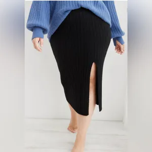 Aerie Womens Black Buttercream Sweater Midi Pencil Skirt thumbnail 2