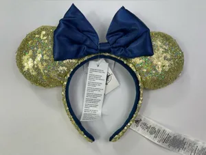 NWT Disney Parks WDW 50th Anniversary Gold Sequin Headband Minnie Ears thumbnail 1
