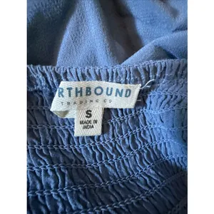 Earthbound Trading Company Boho Style Smocked Jumpsuit Slate Blue Size Small thumbnail 7