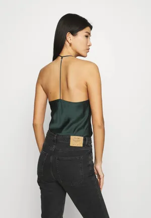Satin Cowl Neck T Strap Bodysuit thumbnail 3