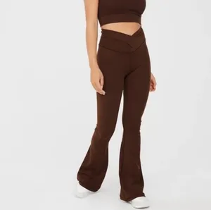 Aerie Offline Chocolate Brown High-Waist Twist Flare Leggings thumbnail 2