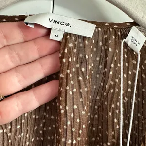 Vince Starry Dot Womens Dress M Medium Brown Long Sleeve Shirred Midi‎ $495 thumbnail 5