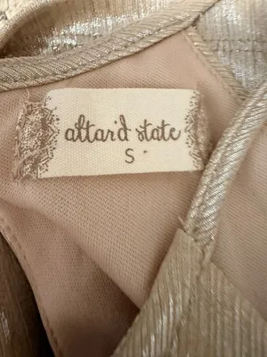 Altar’d State Shimmery Champagne Sleeveless Fit & Flare‎ Dress thumbnail 3