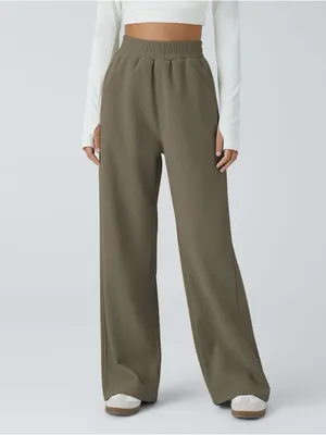 HALARA High Waisted Pocket Straight Leg Baggy Mop Corduroy Pants - Sea Turtle thumbnail 2