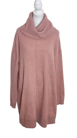 Lulus Autumn Daze Mauve Pink Cowl Neck Mini Sweater Dress Size Medium thumbnail 1