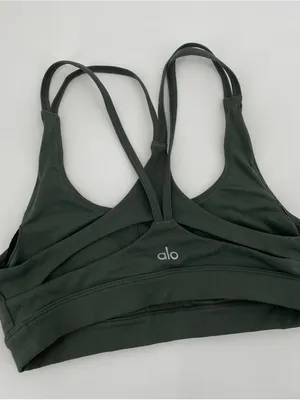 ALO Yoga Airbrush Suspension Sports Bra in Dark Green thumbnail 2