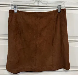 Abercrombie & Fitch Brown Mini Suede A-Line Skirt thumbnail 1
