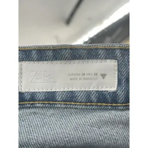 Zara Jeans Womens Size 6 Blue High Rise Straight Leg Distressed Denim Q0011‎ thumbnail 4