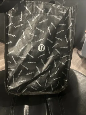 lululemon athletica Black Logo reusable Tote bag perfect for packing lunch. thumbnail 2
