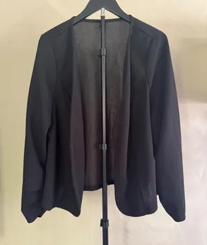 SHEIN Black Open Front Blazer Stretch Scalloped Hem Jacket thumbnail 1