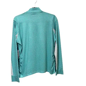 Stella Parker Sport Teal White Geometric Quarter Zip Pullover Mesh Venting L thumbnail 3
