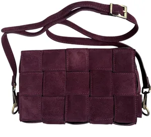 Viola Castellani Genuine Suede Woven Padded Flap Crossbody Bag Dark Purple thumbnail 1
