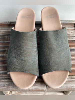 Dansko Maci slide sandal clog textured green suede nubuck fall transition 41 9.5 thumbnail 7