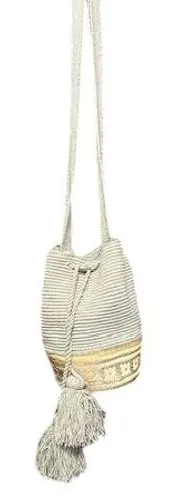 Woven‎ Bucket Shoulder Bag Boho Drawstring Tassel Purse Festival Beach Small thumbnail 1