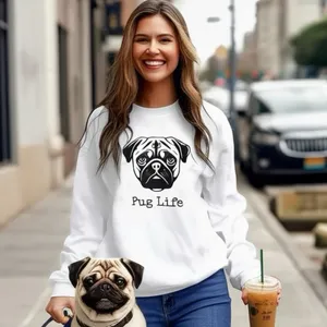 Gildan Pug Life Dog Funny Fleece Oversized Sweatshirt Pull Over Crew Neck thumbnail 5