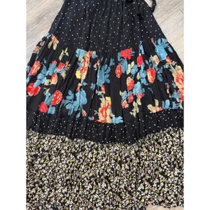Free People Bare It All Maxi Dress Black Floral Tassel Tie Back Small thumbnail 5