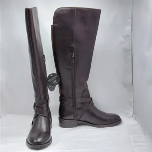 INC Fadora Brown Leather Riding Boots Womens 6M Knee High Zip Equestrian Western thumbnail 5