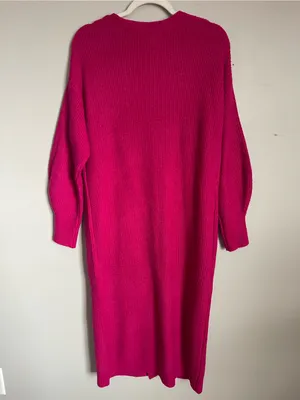 A NEW DAY | Bright Fuchsia Pink Chunky Knit Cardigan Sweater Dress Sz L thumbnail 5