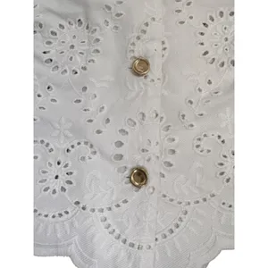 Zara Embroidered Eyelet Vest Top Womens S‎ White Cotton Scalloped Gold Buttons thumbnail 3