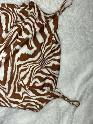 SheIn Brown and White Zebra Print Dress With Drawstring thumbnail 8