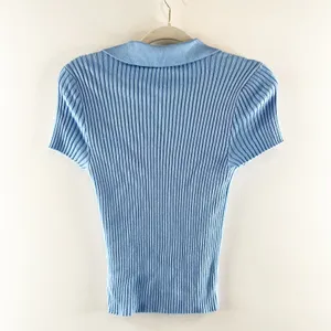 Abercrombie & Fitch Short Sleeve Double Zip Up Collared Polo Sweater Blue Medium thumbnail 3