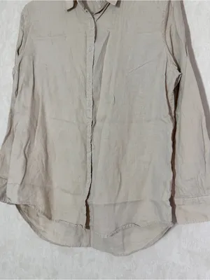 Quince Women’s 100% European Linen Long Sleeve Shirt in Driftwood M thumbnail 6