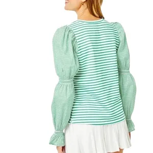 Addison Bay Stripe Long-sleeve Crewneck Pull-on Top(Size Medium) thumbnail 2