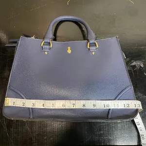 London Fog Navy Leather Handle Bag 3 Compartments‎ thumbnail 6